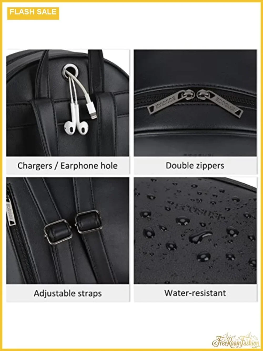 Water Resistant PU Leather Backpack Purse Rucksack with Tassel, Tablet Pocket,